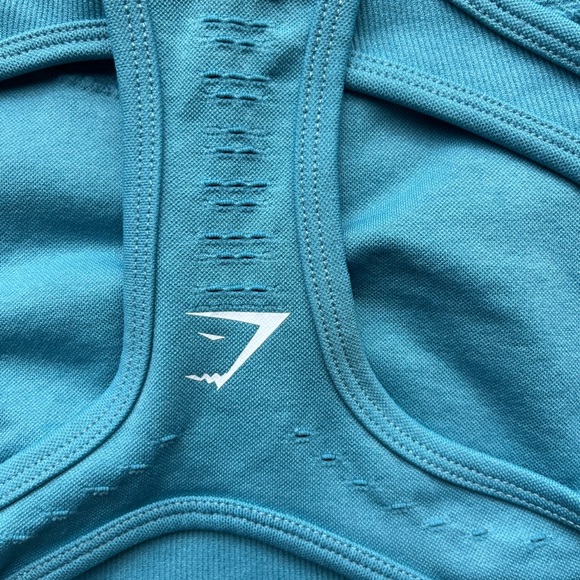 Women's Gymshark Sports Bra Teal Turquoise Flawless S Dry Racerback Pull-On Run - Picture 5 of 9